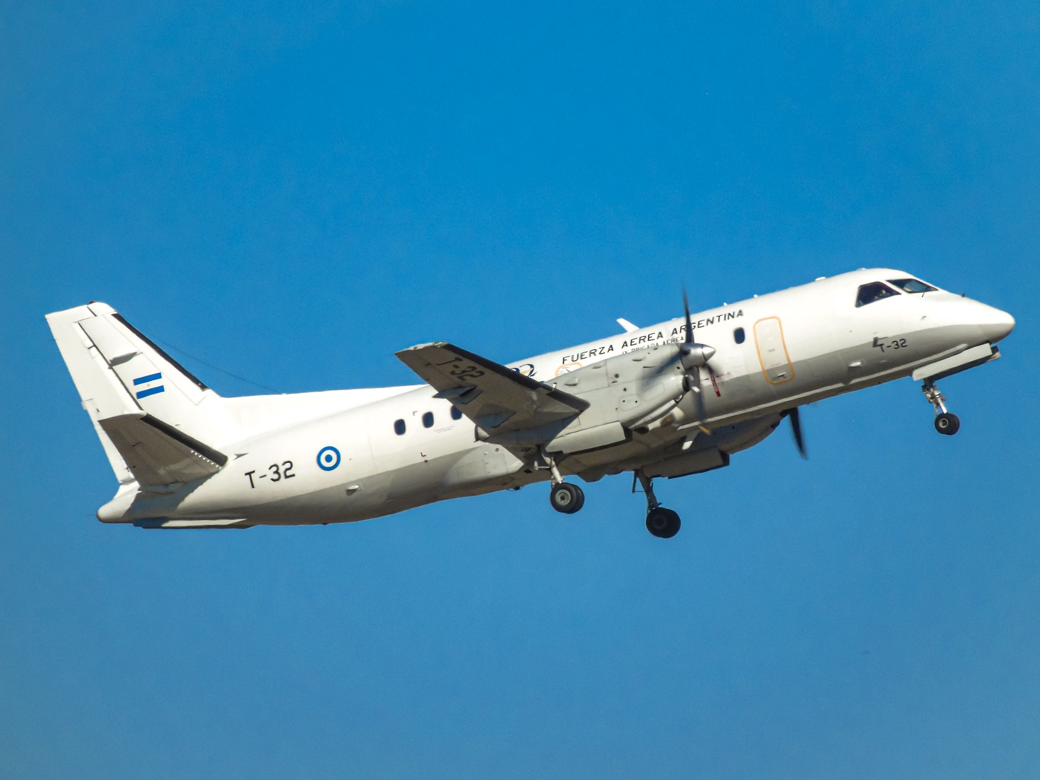 Saab 340B T-32 taking off, real aircraft reference photo